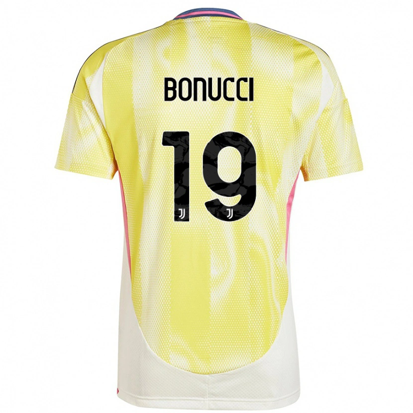 Danxen Enfant Maillot Leonardo Bonucci #19 Jaune Solaire Tenues Extérieur 2024/25 T-Shirt