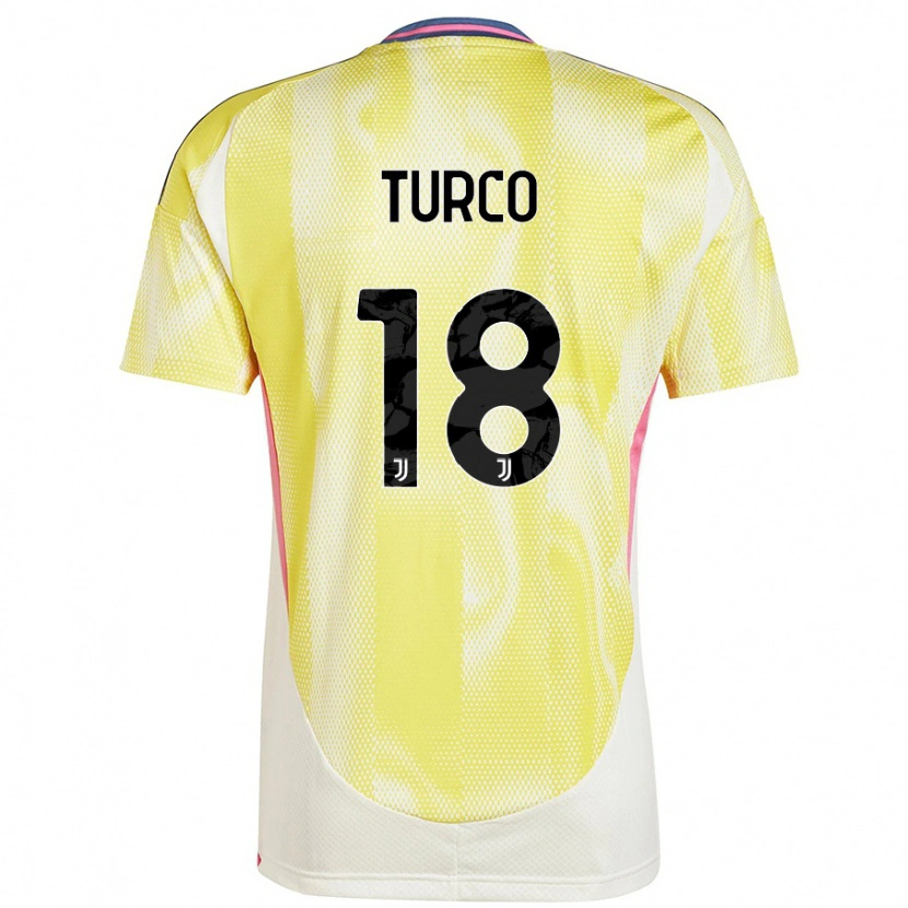 Danxen Enfant Maillot Nicolo Turco #18 Jaune Solaire Tenues Extérieur 2024/25 T-Shirt