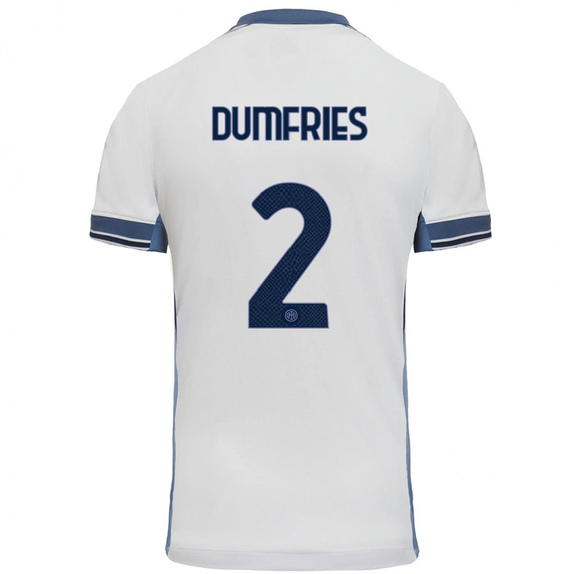 Danxen Enfant Maillot Denzel Dumfries #2 Blanc Gris Tenues Extérieur 2024/25 T-Shirt