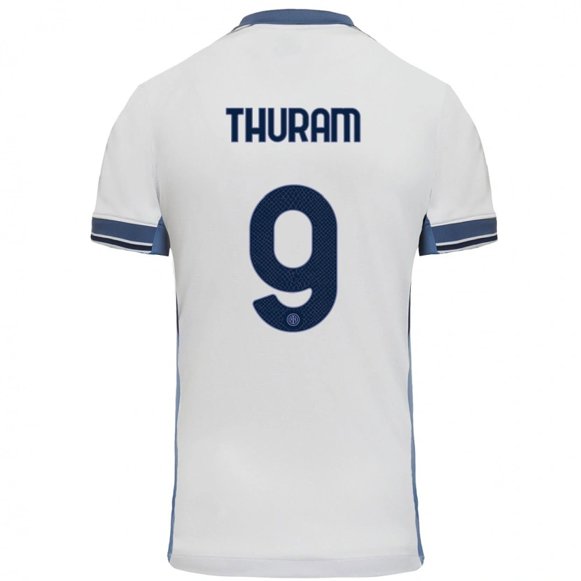 Danxen Enfant Maillot Marcus Thuram #9 Blanc Gris Tenues Extérieur 2024/25 T-Shirt