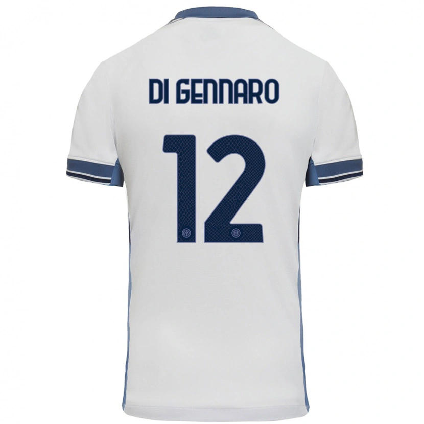 Danxen Enfant Maillot Raffaele Di Gennaro #12 Blanc Gris Tenues Extérieur 2024/25 T-Shirt