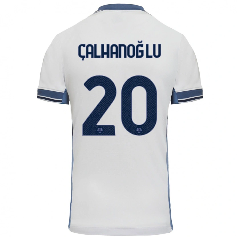 Danxen Enfant Maillot Hakan Çalhanoğlu #20 Blanc Gris Tenues Extérieur 2024/25 T-Shirt