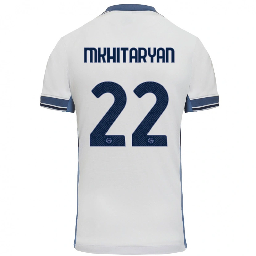 Danxen Enfant Maillot Henrikh Mkhitaryan #22 Blanc Gris Tenues Extérieur 2024/25 T-Shirt