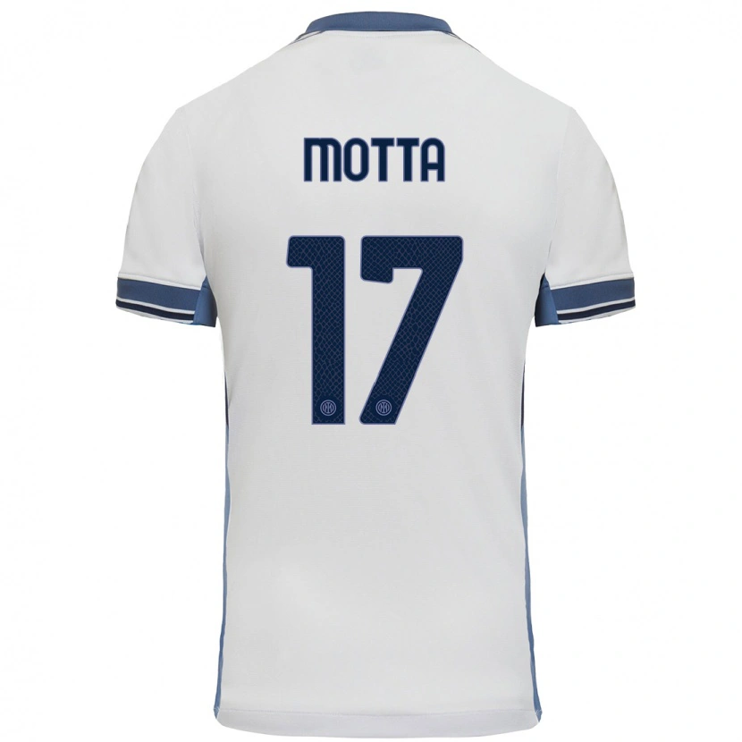 Danxen Enfant Maillot Matteo Motta #17 Blanc Gris Tenues Extérieur 2024/25 T-Shirt