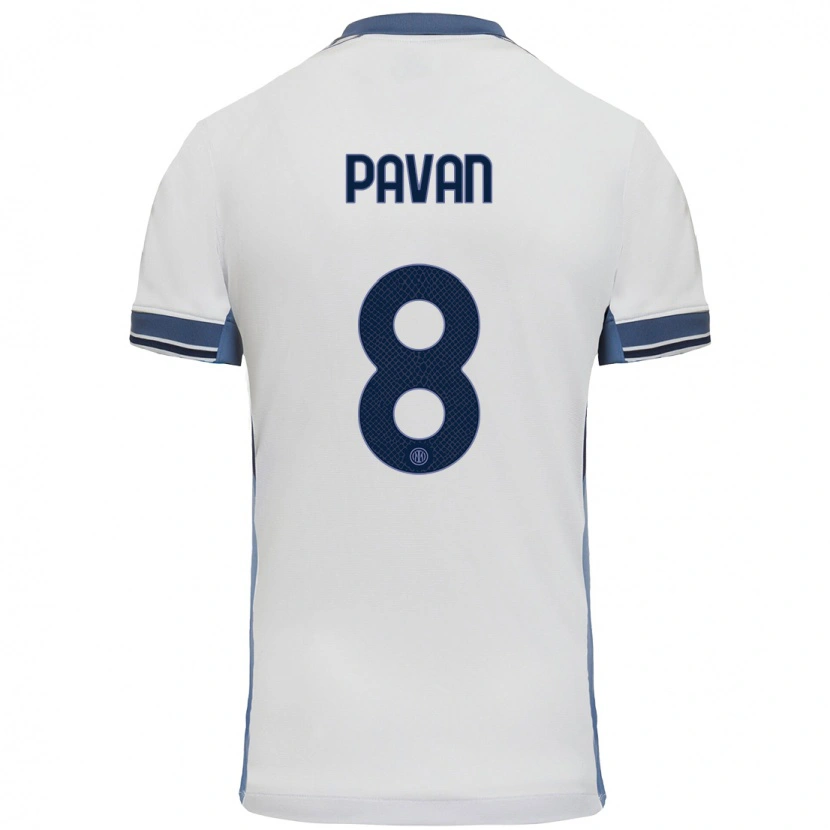 Danxen Enfant Maillot Matilde Pavan #8 Blanc Gris Tenues Extérieur 2024/25 T-Shirt