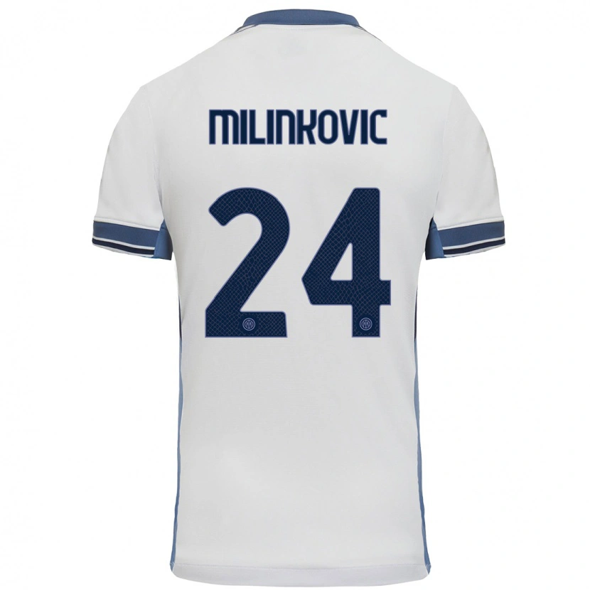 Danxen Enfant Maillot Marija Milinković #24 Blanc Gris Tenues Extérieur 2024/25 T-Shirt