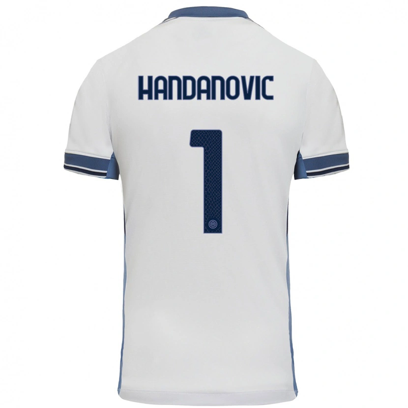 Danxen Enfant Maillot Samir Handanovic #1 Blanc Gris Tenues Extérieur 2024/25 T-Shirt