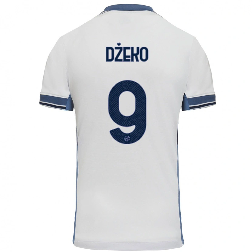 Danxen Enfant Maillot Edin Dzeko #9 Blanc Gris Tenues Extérieur 2024/25 T-Shirt