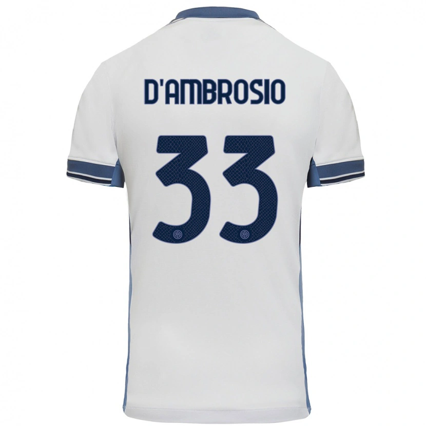 Danxen Enfant Maillot Danilo D'ambrosio #33 Blanc Gris Tenues Extérieur 2024/25 T-Shirt