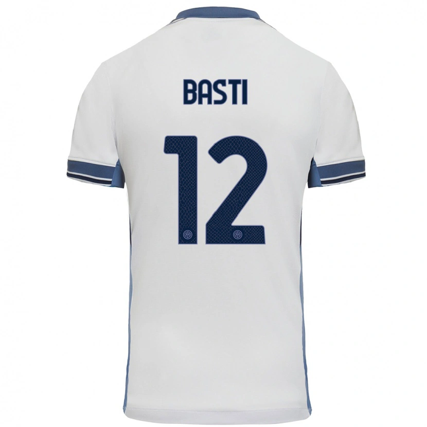 Danxen Enfant Maillot Matteo Basti #12 Blanc Gris Tenues Extérieur 2024/25 T-Shirt