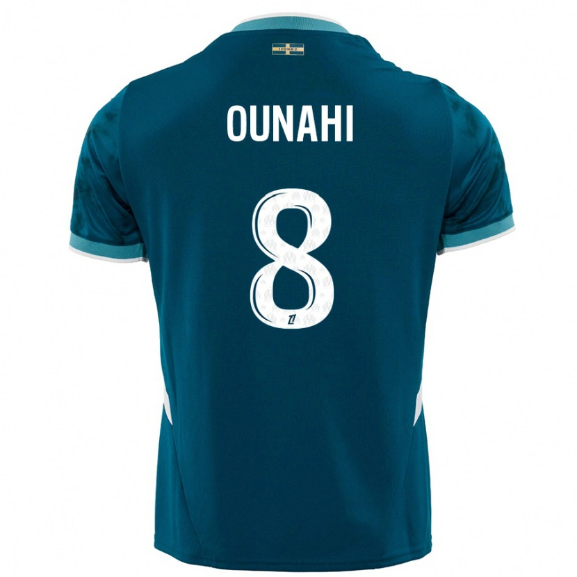 Danxen Enfant Maillot Azzedine Ounahi #8 Turquoise Bleu Tenues Extérieur 2024/25 T-Shirt