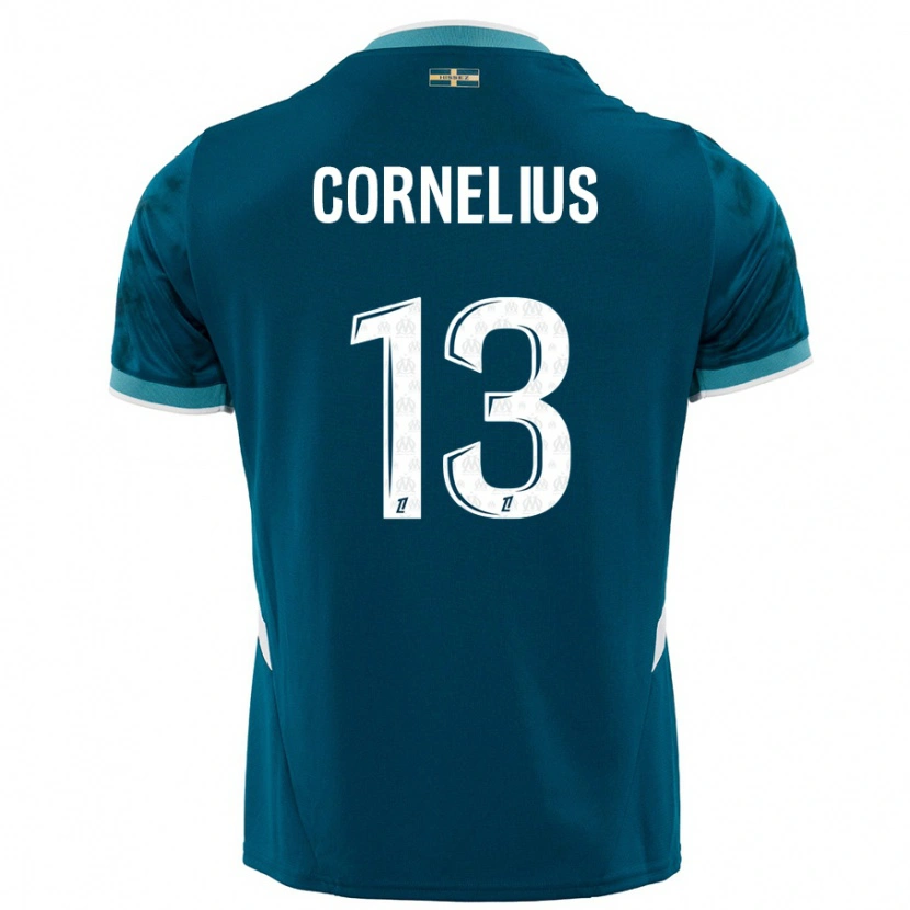 Danxen Enfant Maillot Derek Cornelius #13 Turquoise Bleu Tenues Extérieur 2024/25 T-Shirt