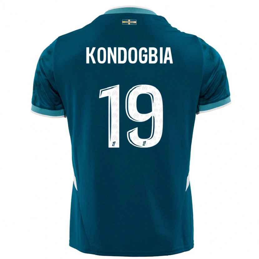 Danxen Enfant Maillot Geoffrey Kondogbia #19 Turquoise Bleu Tenues Extérieur 2024/25 T-Shirt