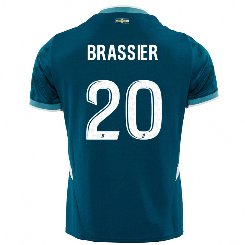 Danxen Enfant Maillot Lilian Brassier #20 Turquoise Bleu Tenues Extérieur 2024/25 T-Shirt