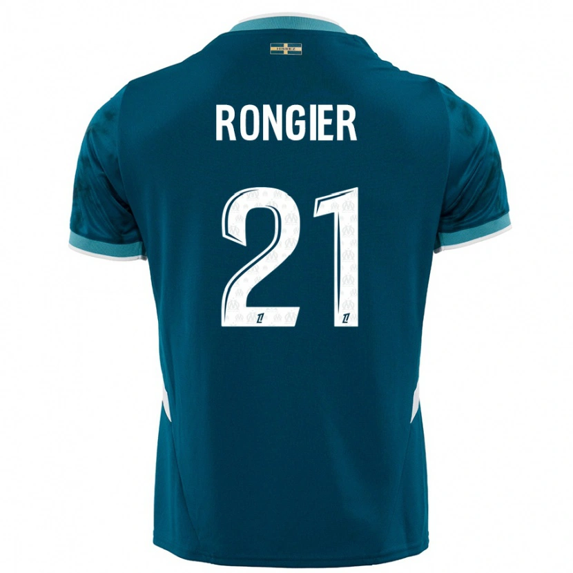 Danxen Enfant Maillot Valentin Rongier #21 Turquoise Bleu Tenues Extérieur 2024/25 T-Shirt