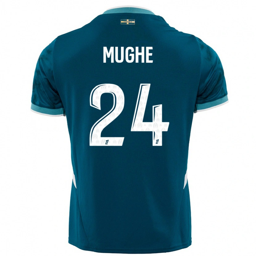 Danxen Enfant Maillot François Mughe #24 Turquoise Bleu Tenues Extérieur 2024/25 T-Shirt