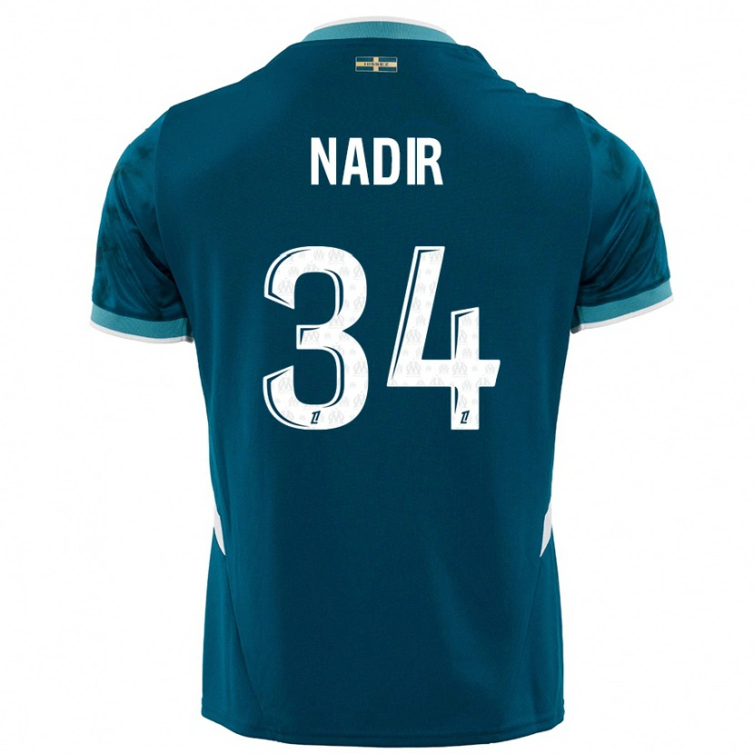 Danxen Enfant Maillot Bilal Nadir #34 Turquoise Bleu Tenues Extérieur 2024/25 T-Shirt