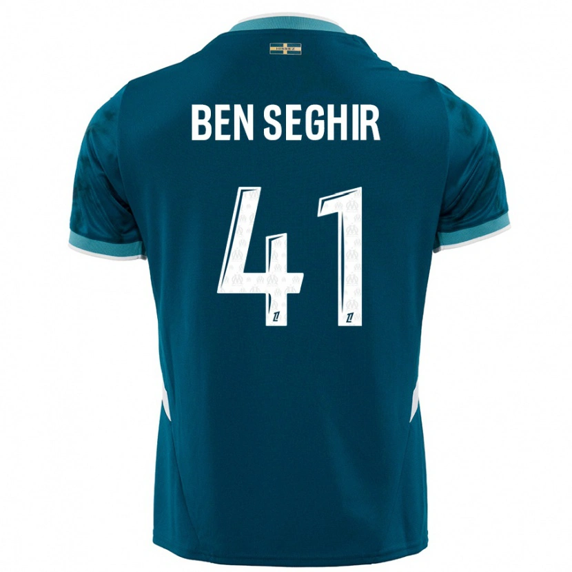 Danxen Enfant Maillot Salim Ben Seghir #41 Turquoise Bleu Tenues Extérieur 2024/25 T-Shirt