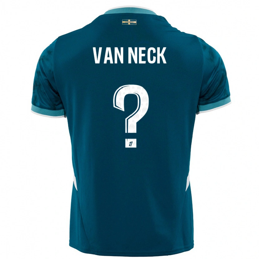 Danxen Enfant Maillot Jelle Van Neck #0 Turquoise Bleu Tenues Extérieur 2024/25 T-Shirt