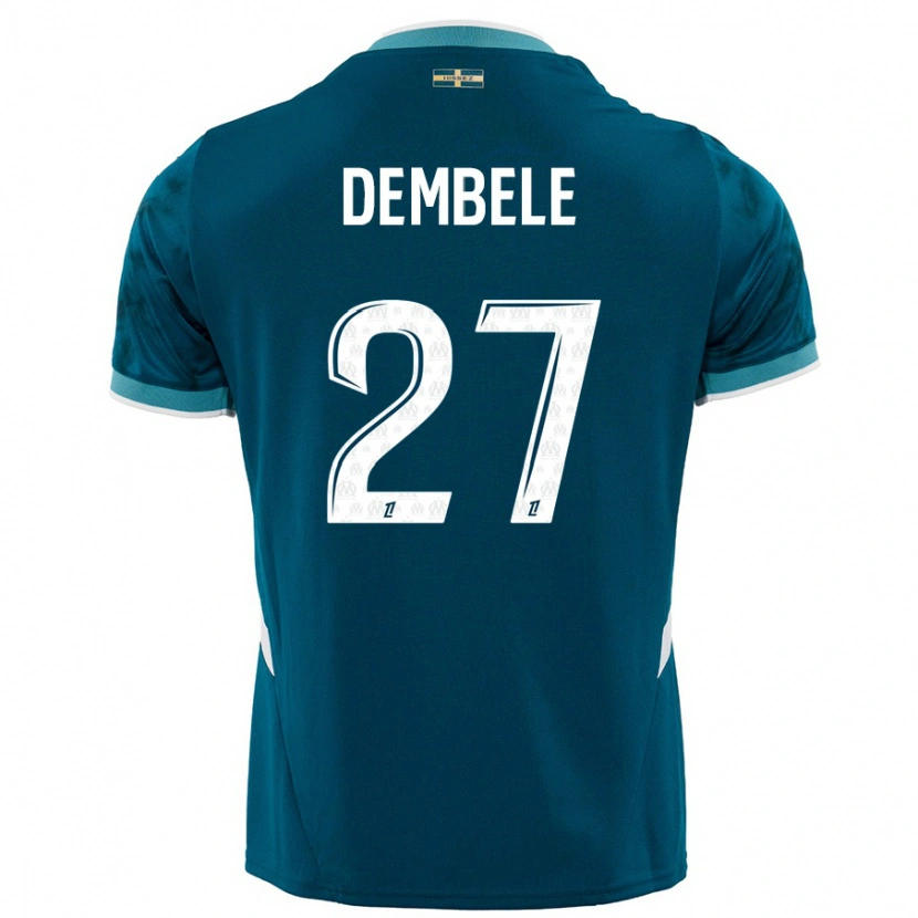 Danxen Enfant Maillot Coumba Dembélé #27 Turquoise Bleu Tenues Extérieur 2024/25 T-Shirt