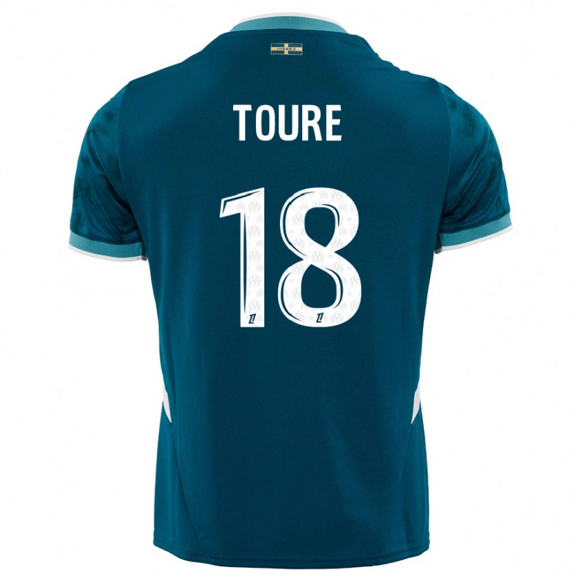 Danxen Enfant Maillot Isaak Toure #18 Turquoise Bleu Tenues Extérieur 2024/25 T-Shirt