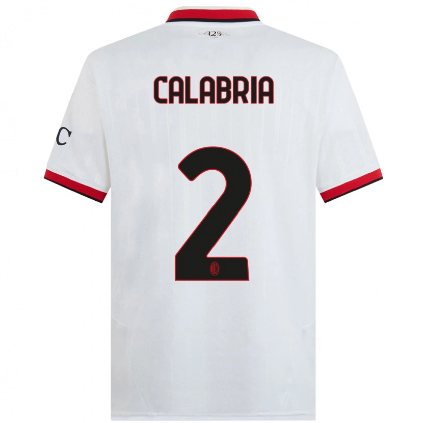 Danxen Enfant Maillot Davide Calabria #2 Blanc Noir Rouge Tenues Extérieur 2024/25 T-Shirt