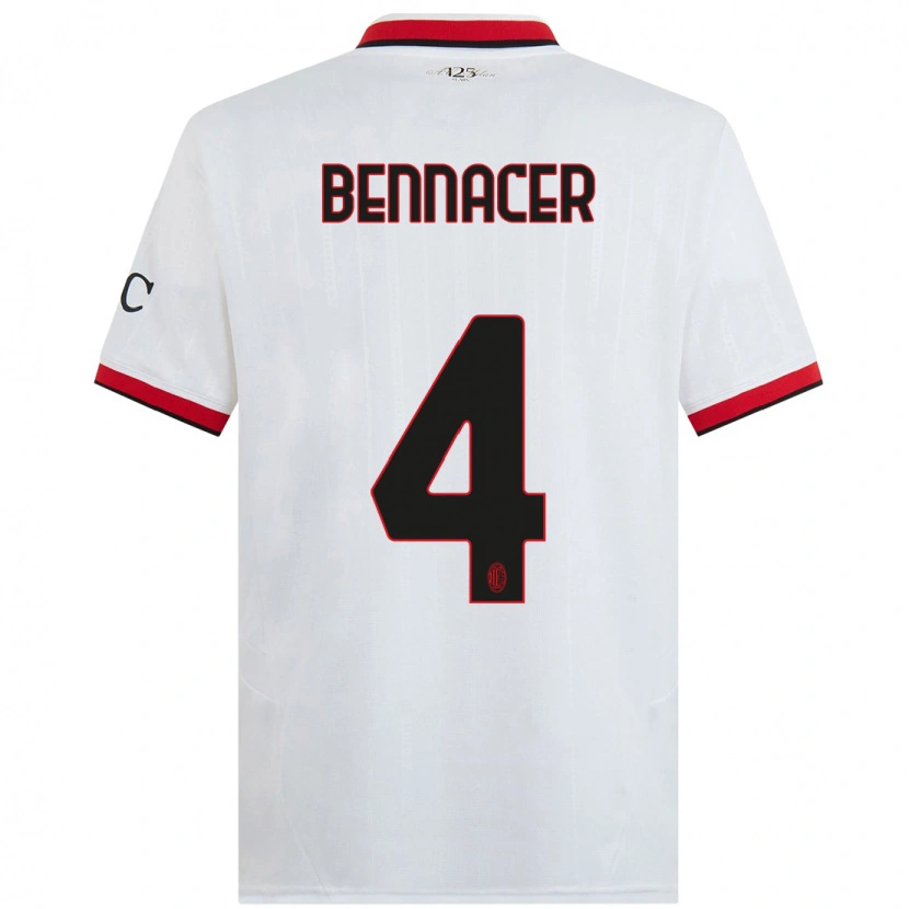 Danxen Enfant Maillot Ismaël Bennacer #4 Blanc Noir Rouge Tenues Extérieur 2024/25 T-Shirt