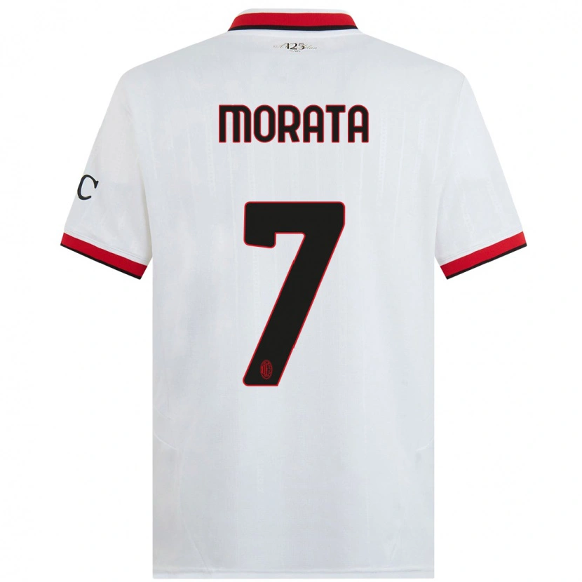 Danxen Enfant Maillot Álvaro Morata #7 Blanc Noir Rouge Tenues Extérieur 2024/25 T-Shirt