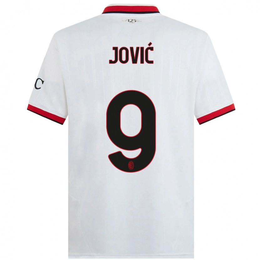 Danxen Enfant Maillot Luka Jović #9 Blanc Noir Rouge Tenues Extérieur 2024/25 T-Shirt