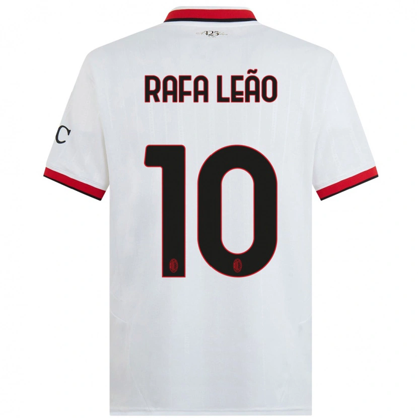 Danxen Enfant Maillot Rafael Leão #10 Blanc Noir Rouge Tenues Extérieur 2024/25 T-Shirt