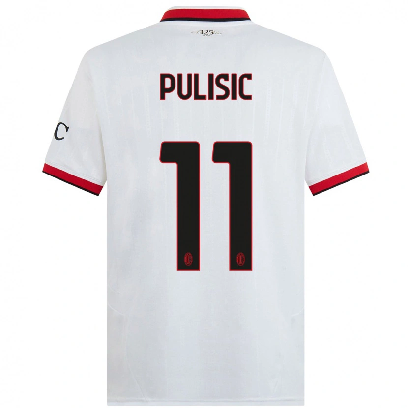 Danxen Enfant Maillot Christian Pulisic #11 Blanc Noir Rouge Tenues Extérieur 2024/25 T-Shirt