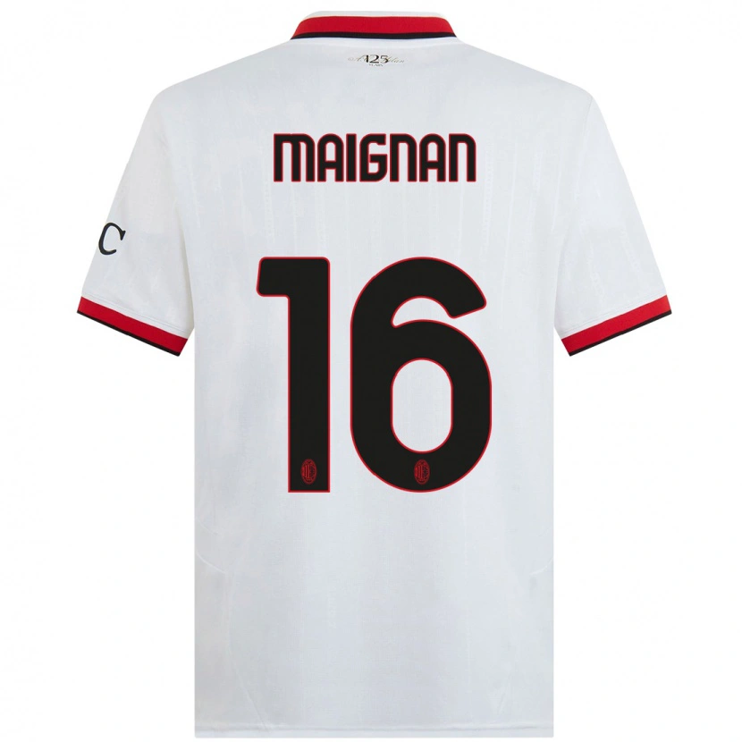 Danxen Enfant Maillot Mike Maignan #16 Blanc Noir Rouge Tenues Extérieur 2024/25 T-Shirt