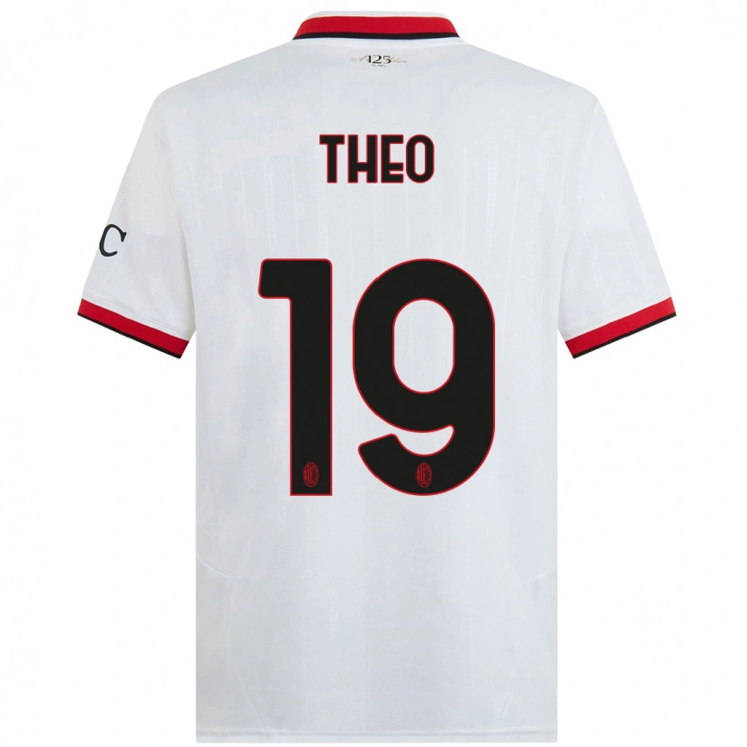 Danxen Enfant Maillot Theo Hernández #19 Blanc Noir Rouge Tenues Extérieur 2024/25 T-Shirt