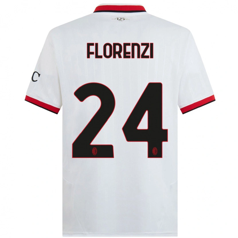 Danxen Enfant Maillot Alessandro Florenzi #24 Blanc Noir Rouge Tenues Extérieur 2024/25 T-Shirt