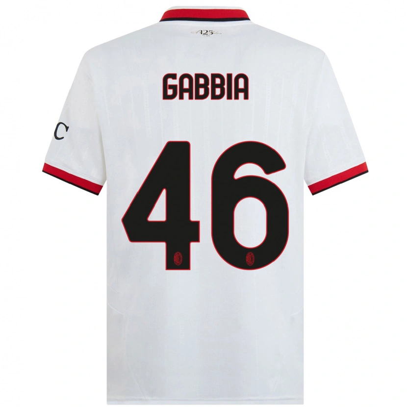 Danxen Enfant Maillot Matteo Gabbia #46 Blanc Noir Rouge Tenues Extérieur 2024/25 T-Shirt