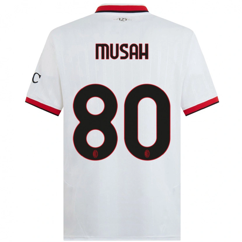 Danxen Enfant Maillot Yunus Musah #80 Blanc Noir Rouge Tenues Extérieur 2024/25 T-Shirt