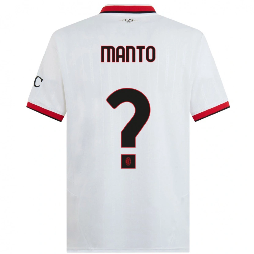 Danxen Enfant Maillot Gaetano Manto #0 Blanc Noir Rouge Tenues Extérieur 2024/25 T-Shirt