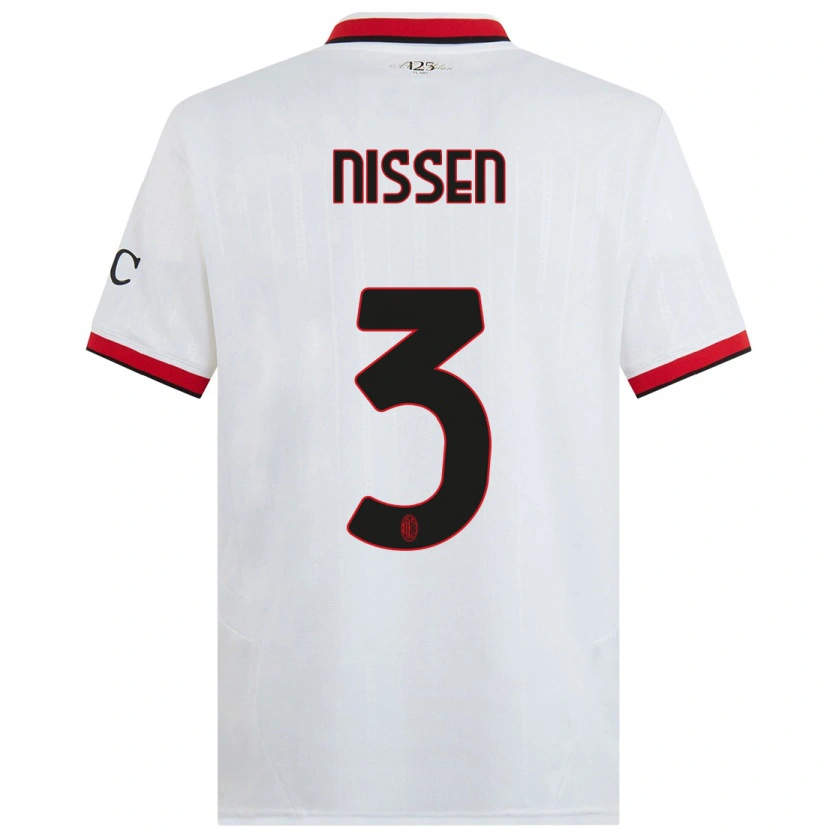 Danxen Enfant Maillot Fredrik Nissen #3 Blanc Noir Rouge Tenues Extérieur 2024/25 T-Shirt