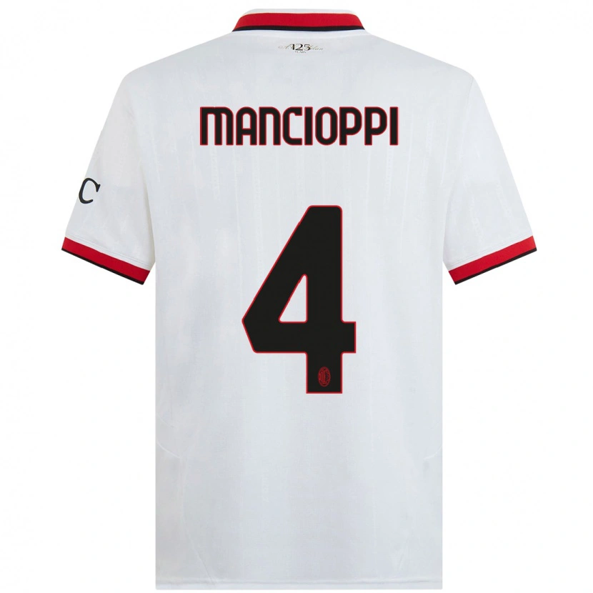 Danxen Enfant Maillot Tommaso Mancioppi #4 Blanc Noir Rouge Tenues Extérieur 2024/25 T-Shirt