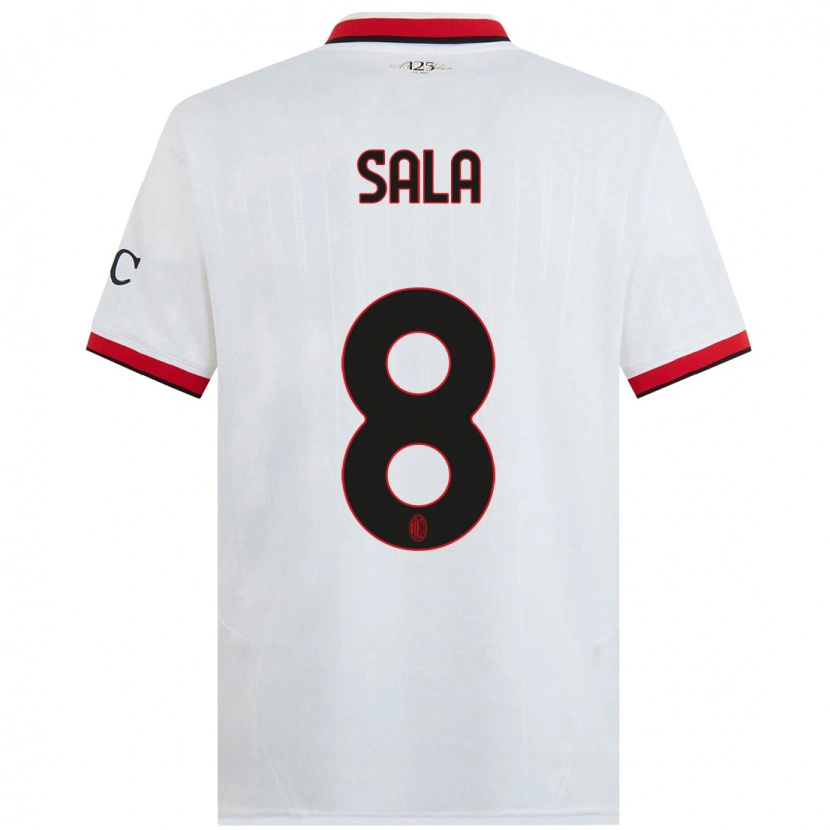 Danxen Enfant Maillot Emanuele Sala #8 Blanc Noir Rouge Tenues Extérieur 2024/25 T-Shirt