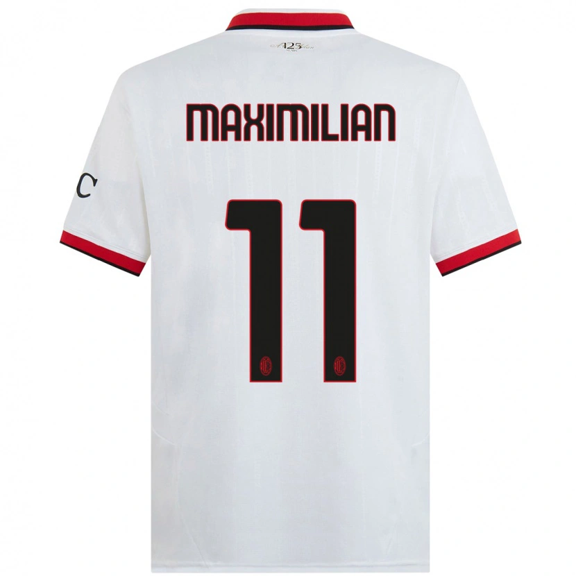 Danxen Enfant Maillot Maximilian Ibrahimović #11 Blanc Noir Rouge Tenues Extérieur 2024/25 T-Shirt