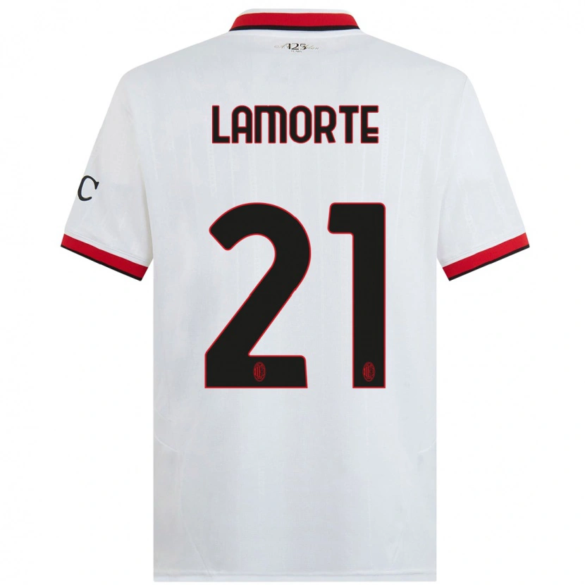 Danxen Enfant Maillot Alessandro Lamorte #21 Blanc Noir Rouge Tenues Extérieur 2024/25 T-Shirt