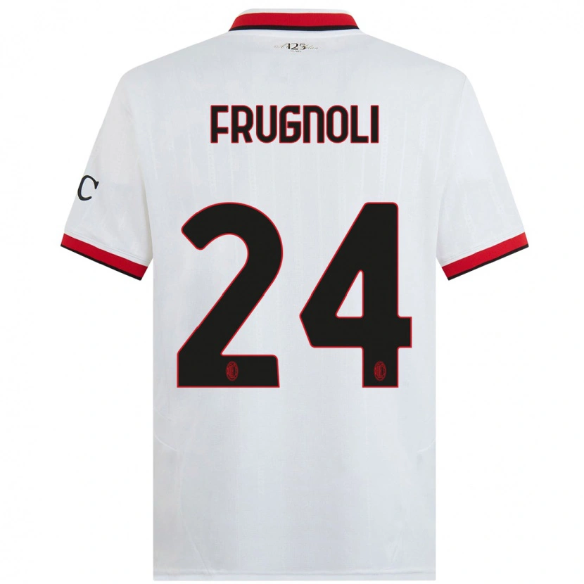 Danxen Enfant Maillot Leonardo Frugnoli #24 Blanc Noir Rouge Tenues Extérieur 2024/25 T-Shirt