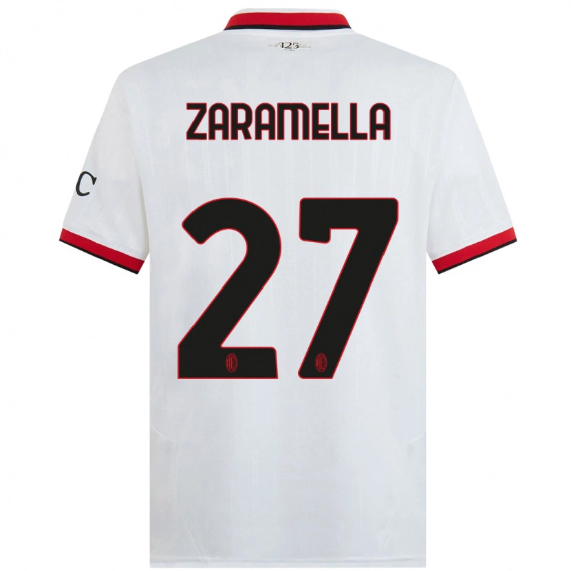 Danxen Enfant Maillot Mattia Zaramella #27 Blanc Noir Rouge Tenues Extérieur 2024/25 T-Shirt