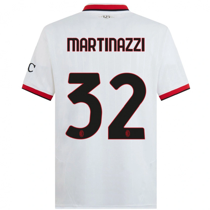 Danxen Enfant Maillot Luca Martinazzi #32 Blanc Noir Rouge Tenues Extérieur 2024/25 T-Shirt