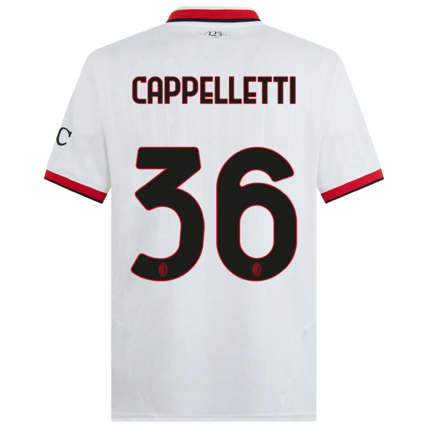 Danxen Enfant Maillot Mattia Cappelletti #36 Blanc Noir Rouge Tenues Extérieur 2024/25 T-Shirt