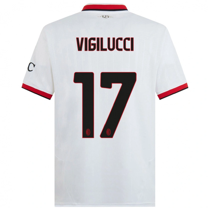 Danxen Enfant Maillot Valery Vigilucci #17 Blanc Noir Rouge Tenues Extérieur 2024/25 T-Shirt