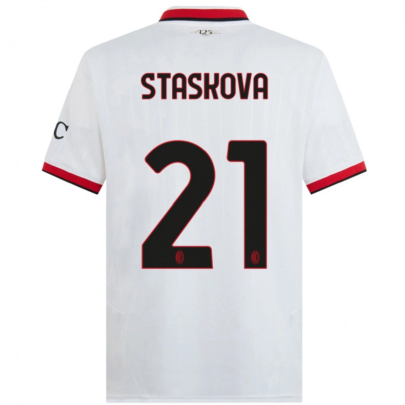 Danxen Enfant Maillot Andrea Stašková #21 Blanc Noir Rouge Tenues Extérieur 2024/25 T-Shirt