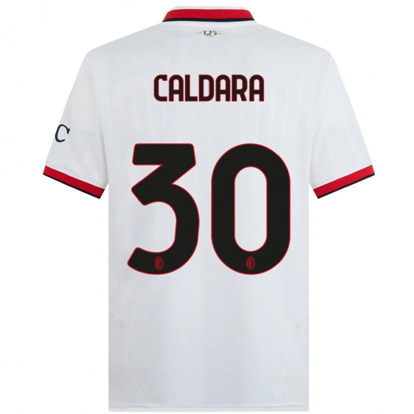 Danxen Enfant Maillot Mattia Caldara #30 Blanc Noir Rouge Tenues Extérieur 2024/25 T-Shirt