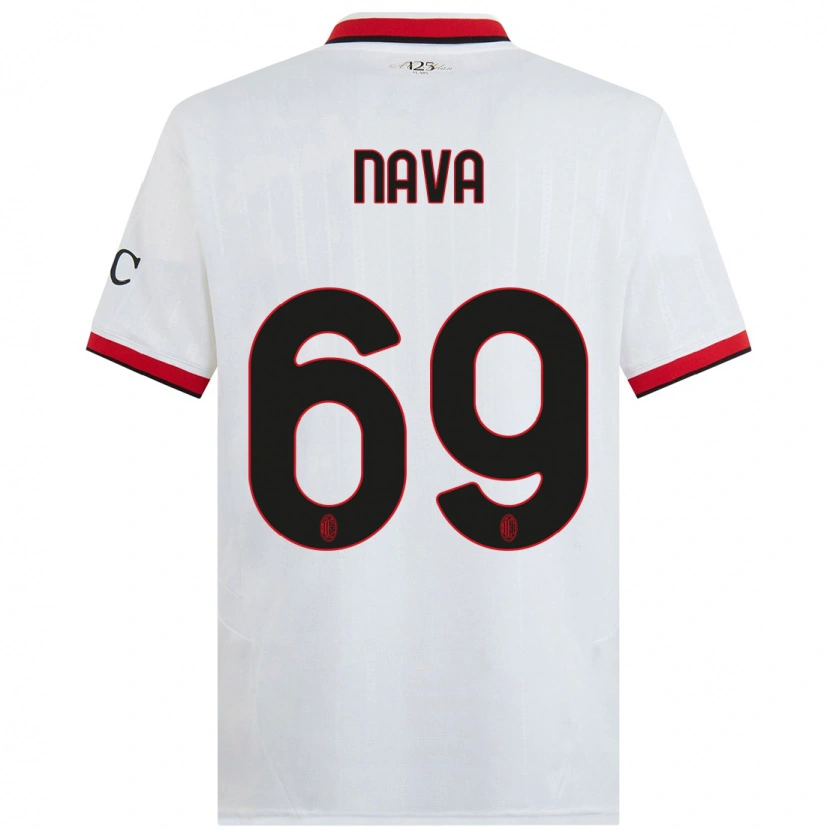 Danxen Enfant Maillot Lapo Nava #69 Blanc Noir Rouge Tenues Extérieur 2024/25 T-Shirt